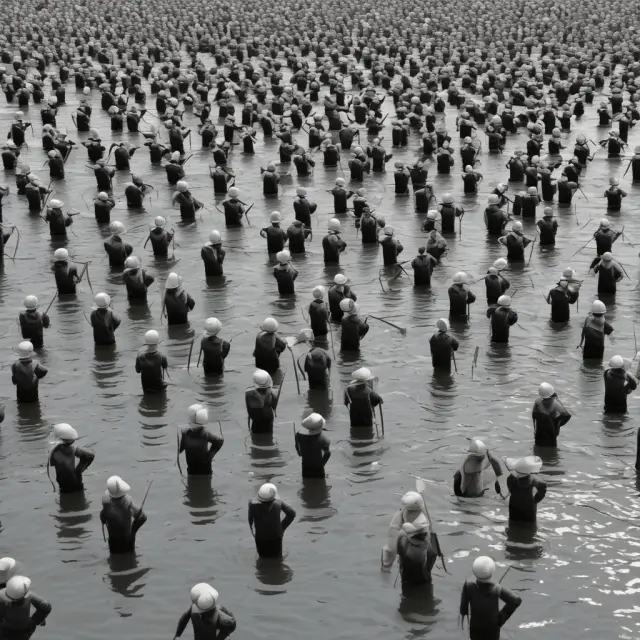 Unemployed workers in a lake of underutilized resources illustrate the concept of a recessionary gap