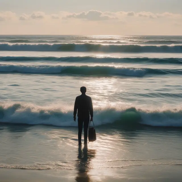An ocean with employment levels depicted as waves, representing the impact of recessions on unemployment
