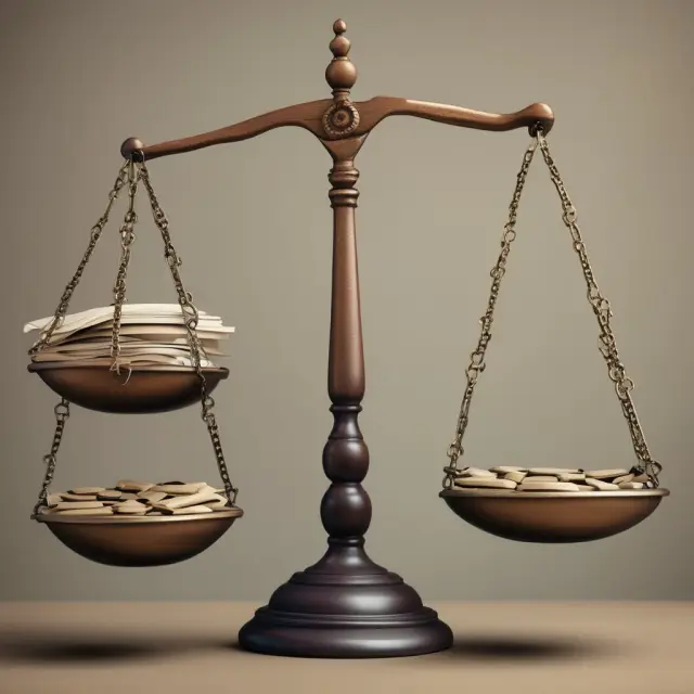 Two sets of scales with a gold coin tipping between traditional and Roth IRA symbols