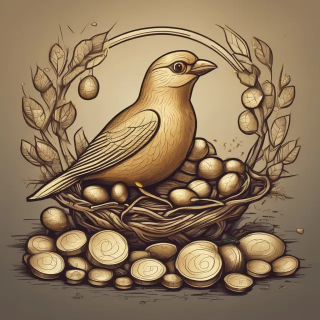 Golden bird in a nest with eggs and coins, illustrating IRA contribution limits