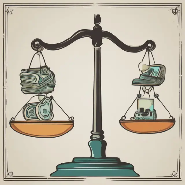 Scales illustrating debit and credit entries in accounting. Balance ensures debits equal credits.