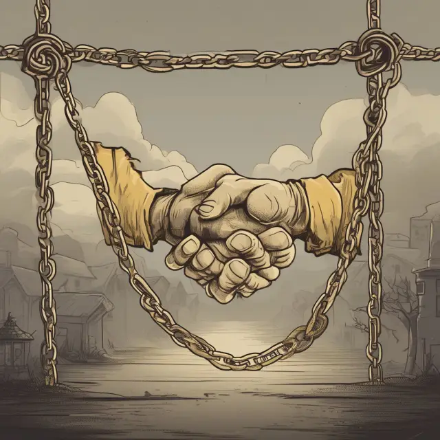 A lender, symbolized by an outstretched hand holding a golden chain, illustrating the protection and security offered through recourse loans.