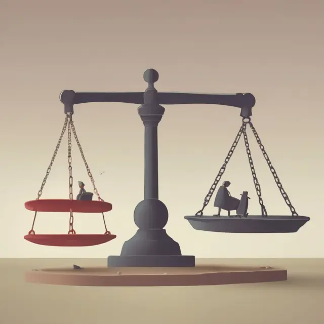 A seesaw illustrating recourse vs. non-recourse debt, with collateral as the fulcrum representing borrower liability and lender risk.