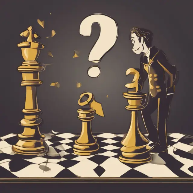 A borrower and lender discussing recourse debt matters at a chessboard. Gold question mark symbolizes frequently asked questions.