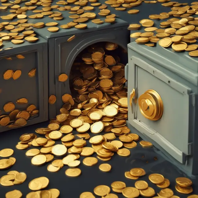 A golden river of coins flowing into a vault, representing the predictability and reliability of recurring revenue for businesses.