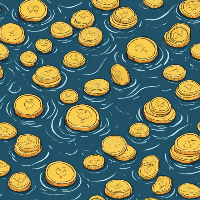 Golden coins representing recurring revenue in a steady flow from contracts, subscriptions, cross-selling, and a loyal customer base.