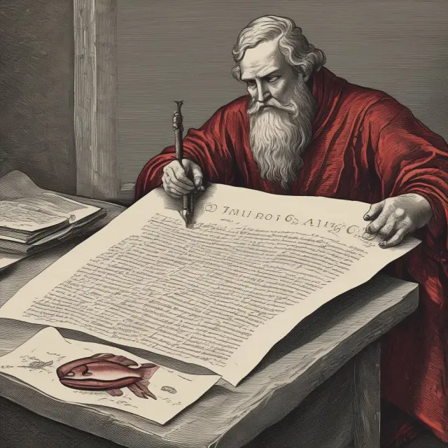 An image of the SEC seal examining a red herring document on aged parchment, emphasizing its importance in the IPO process