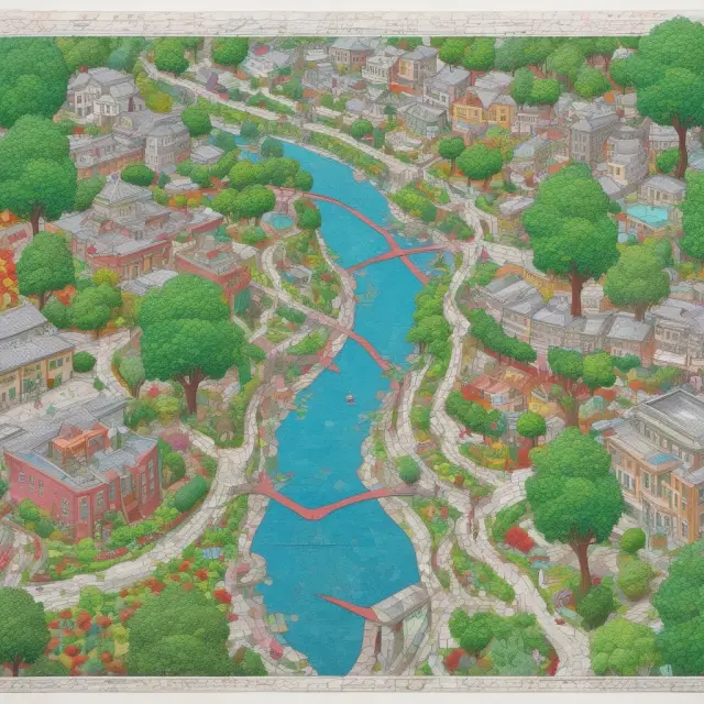 Time capsule breaking apart to reveal growing gardens (wealth), thriving trees (health), and a flowing river (economy) in formerly redlined communities