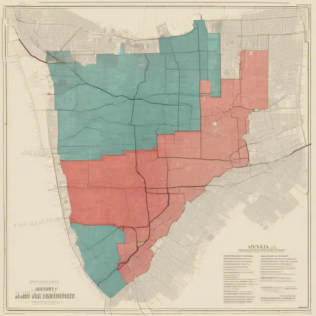 An old, redlined map illustrating the historical impact of discriminatory practices on minority neighborhoods.