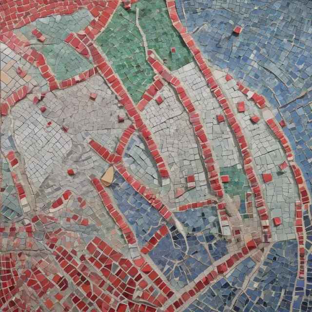 Mosaic tiles representing Fair Housing Act shattering a redlining map to ensure equal access to financial services