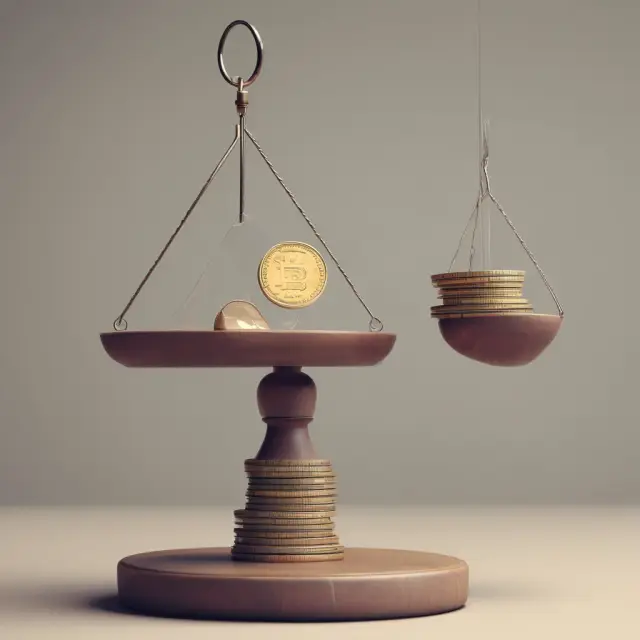 A stack of coins representing REER and NEER, with a scale to show their balance and purchasing power parity distinction.