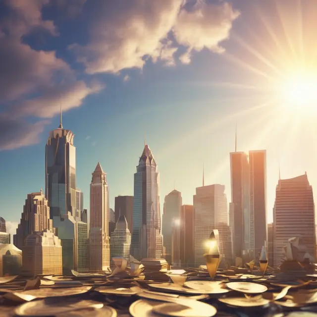 Sun illuminating various financial instruments (bonds, loans) as reference rates act as guiding beams