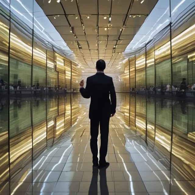 An ornate mirror symbolizes reflexivity; investors