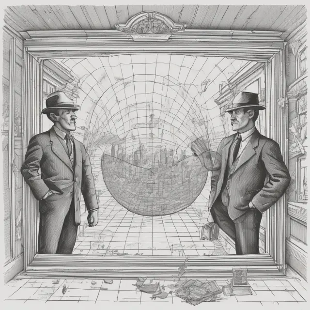 A mirror reflecting stock markets symbolizes the reflexive relationship between investor beliefs and economic realities, emphasizing their interconnectedness