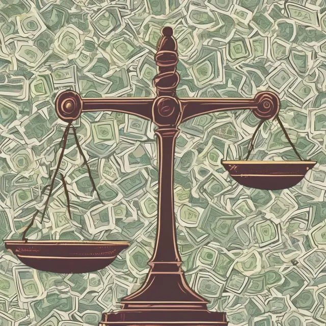 A set of scales balancing progressive and regressive taxes with a weighing hand representing fairness