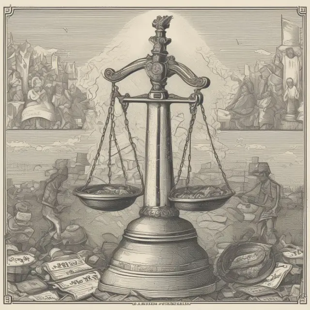 Scales teeter with regressive taxes disproportionately affecting low-income households, while progress towards a fairer society remains in balance