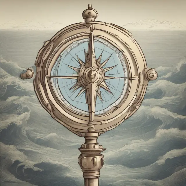Compass with Securities symbol on it, representing Regulation SHO navigating a turbulent financial sea to ensure fairness and stability.