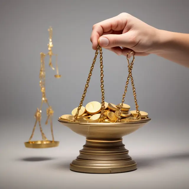A person holding a golden coin on a balanced scale, symbolizing consumer protection under Regulation E against unauthorized transactions