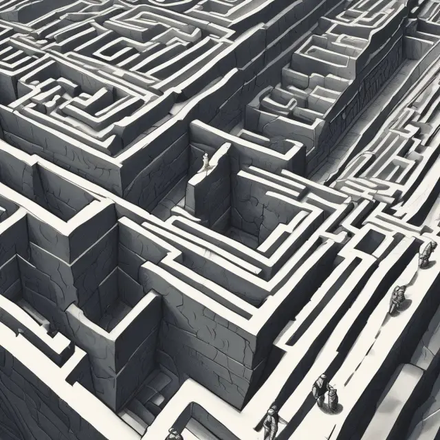 A banker sails a small boat through a maze of interconnected corporate structures, using the Dodd-Frank Act