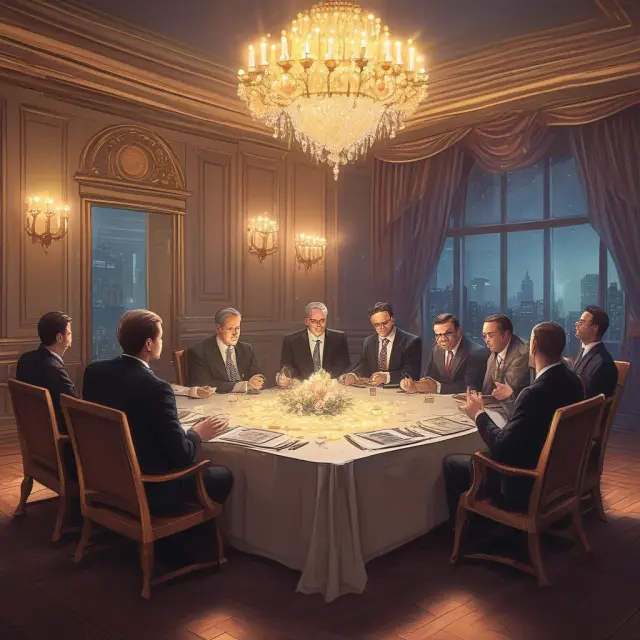 Accredited investors and sophisticated non-accredited investors accessing unlimited capital via Rule 506, gathered around a glowing financial table with restricted securities.