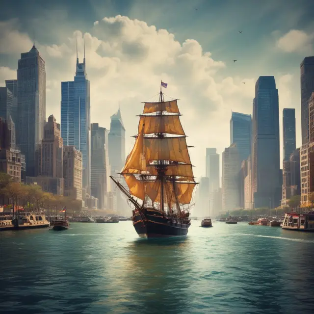 A small boat sails towards a financial harbor, representing companies seeking capital through SEC Regulation D. Protecting investors with legal safeguards.