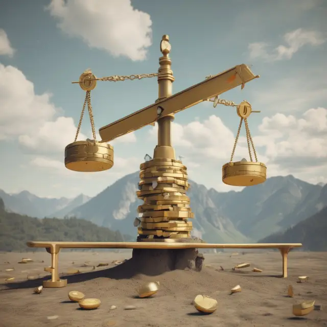 Seesaw balancing gold coins and stocks, representing the importance of settling securities transactions with sufficient funds to adhere to Regulation T