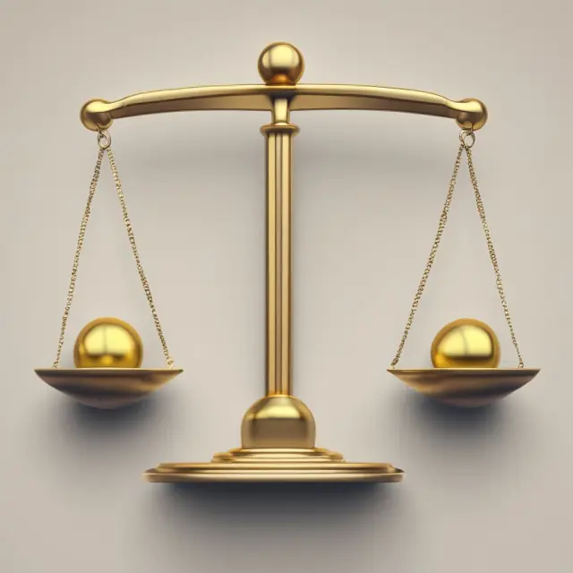 Golden scales balanced at the 50% mark, symbolizing Regulation U