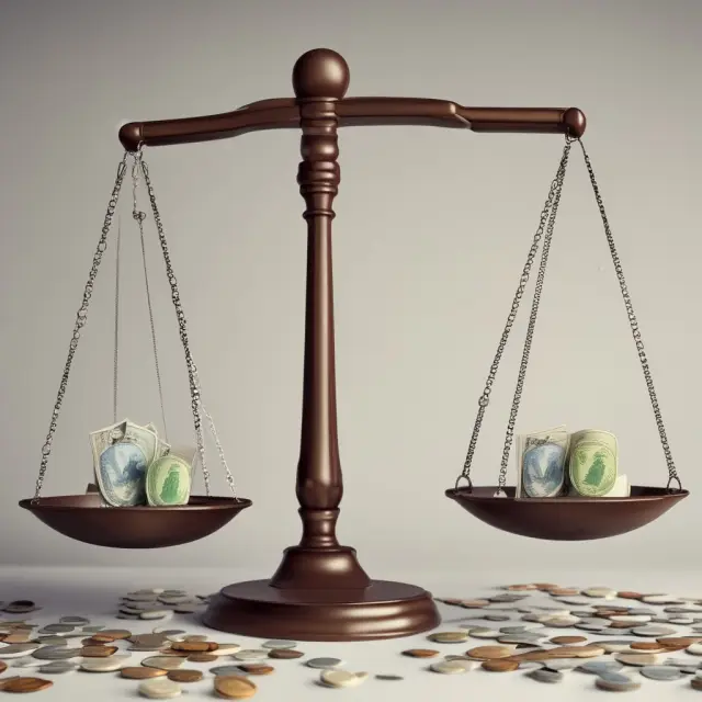 An illustration of a person skillfully balancing scales labeled 