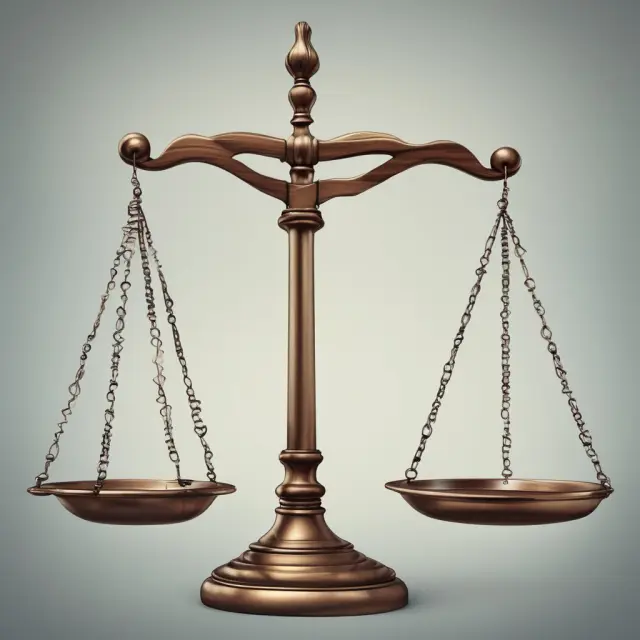 A balanced set of scales in the courtroom, symbolizing the fair implementation of reimbursement alimony in legal matters.