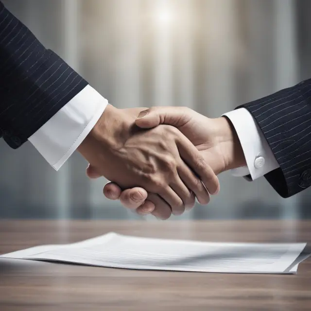 A handshake between two hands, representing the relationship between ceding and accepting companies in reinsurance