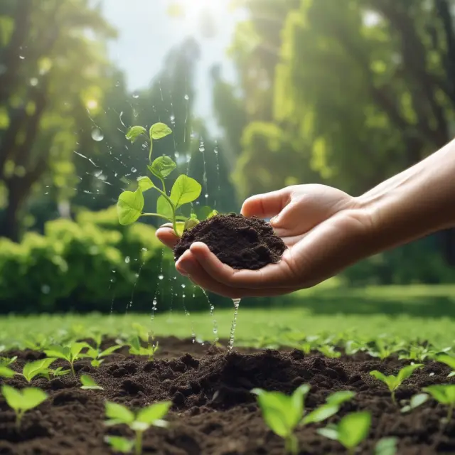 A hand releases dividends into a lush garden, causing new shares to grow, illustrating the benefits of Dividend Reinvestment Programs