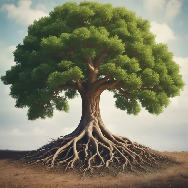 A sturdy tree adorned with golden leaves and bearing ripe fruit represents various income-producing securities, with deep roots symbolizing the long-term growth potential of reinvesting dividends.