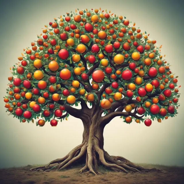 Tree symbolizing reinvestment opportunities, with mature and immature fruits signifying various bond maturities