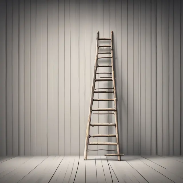 An illustration of a bond ladder as a staircase with each step representing a maturing bond, emphasizing risk management, consistent income, and growth through time.