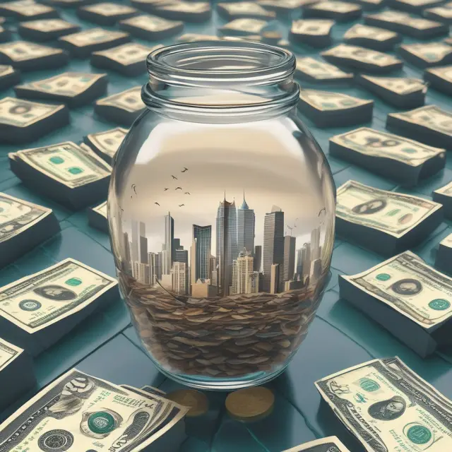 An image of a steady river of rental income flowing into a jar labeled 