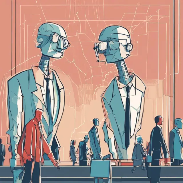 Two watchful hounds, symbolizing SEC and FASB, supervise a maze of intertwined business transactions representing related-party deals