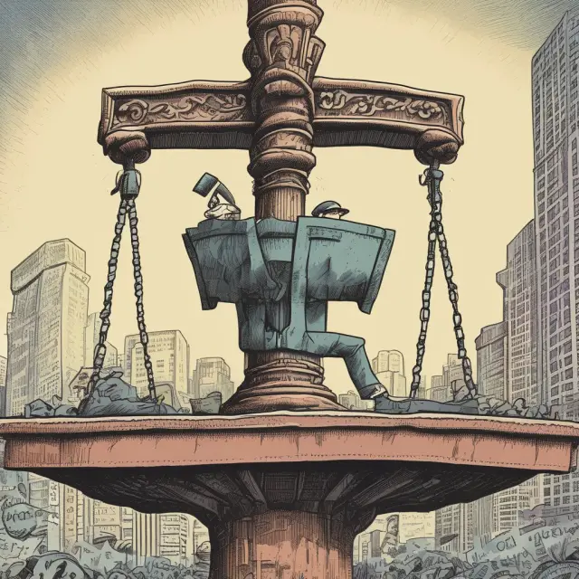 A seesaw illustrating the consequences of fraudulent related-party transactions in cases such as Enron, Madoff, and Tyco International.