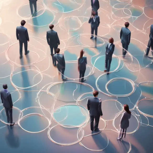A transparent scale reveals interconnected corporate circles maintaining fairness and transparency in related-party transactions