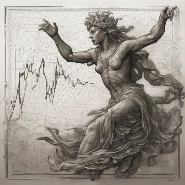 A visualization of the RVI calculation: intricate dance between opening and closing prices, highs, and lows.
