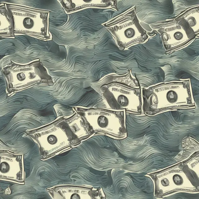 A visualization of currency waves representing the inflation rates of two countries, converging to maintain purchasing power parity equilibrium