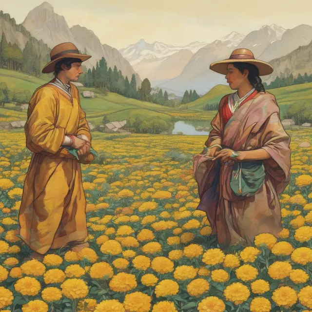 Visualization of Switzerland as a country with the highest purchasing power represented by gold coins and Mexico, with the lowest purchasing power, symbolized by marigolds