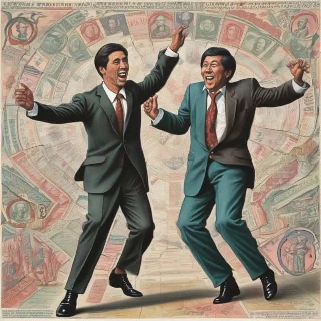 An image of exchange rates balancing on a world map, PPP and RPPP represented as dancers in harmony
