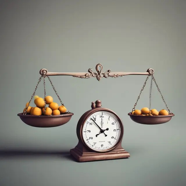 Weights representing unsold inventory balanced against relevant costs on a set of scales