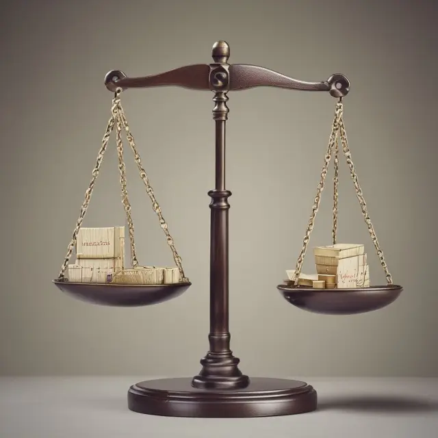 A balanced scale illustrating labor costs and purchasing prices for make-or-buy decisions