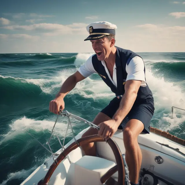 Institutional investor skillfully managing risk during a relief rally, depicted as a sailor navigating a sailboat in turbulent waters