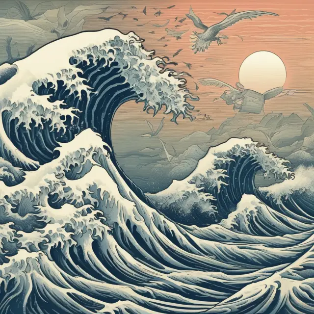 A large, powerful remittance wave symbolizing the flow of external finance collides with exchange rates and global trade.