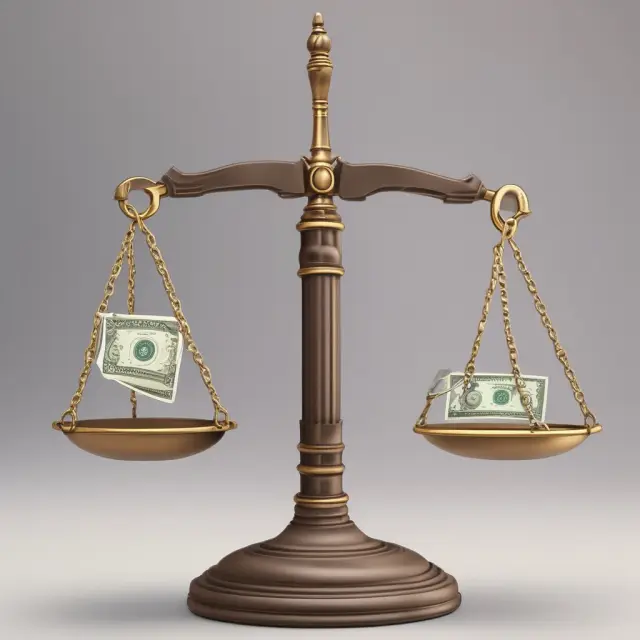A balance scale with minimum wages as the base tipping towards a larger side representing various forms of non-wage compensation
