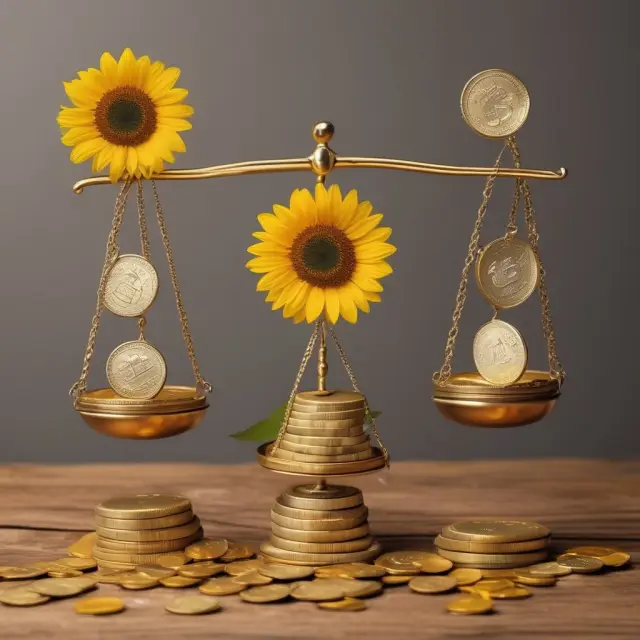 Direct vs. Indirect Remuneration: Gold coins for salary, Sunflowers for benefits.