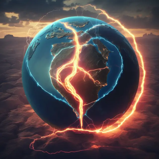 Geothermal Earth with electric current flowing from its core