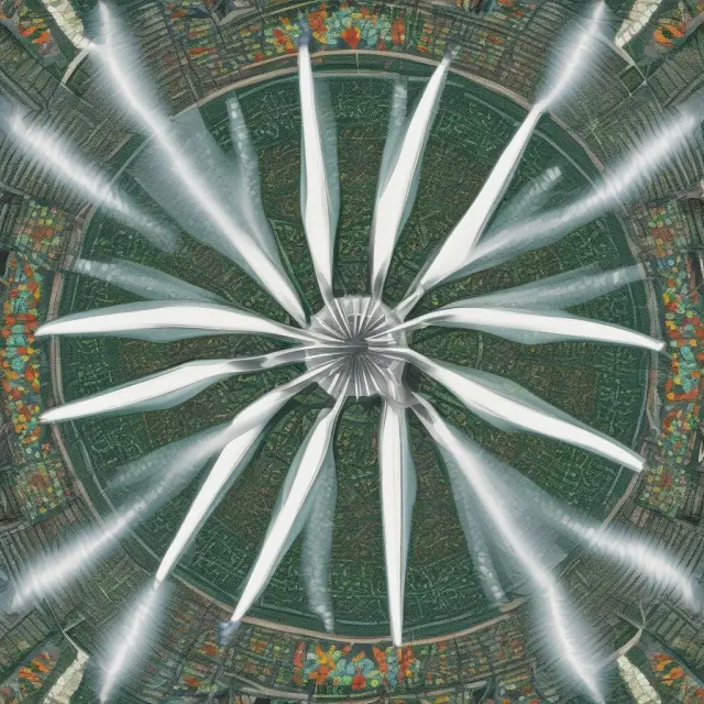 Kaleidoscopic image featuring wind turbines and solar panels representing renewable energy sources